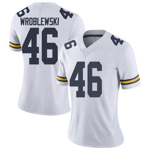 Michael Wroblewski Michigan Wolverines Women's NCAA #46 White Limited Brand Jordan College Stitched Football Jersey TBH5454VH